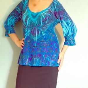 Long sleeve vibrant blue top